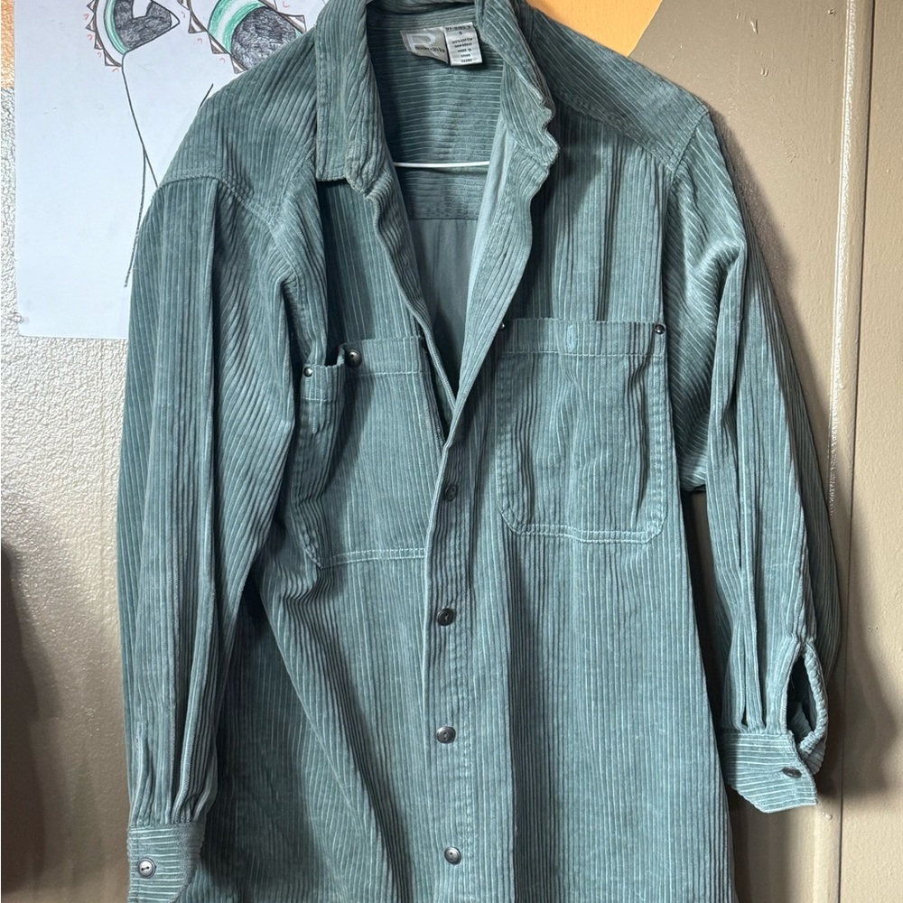 Roaman's Teal Corduroy Shirt Jacket